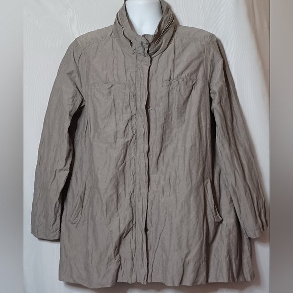 EILEEN FISHER WOMAN Gray Rumpled Cotton Steel Jacket.2X - Picture 7 of 12